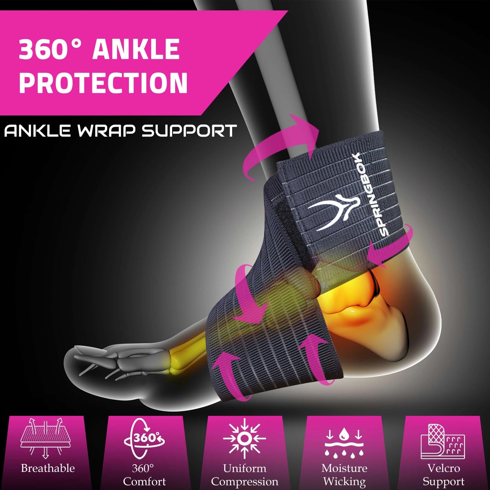Foto 5 pulgar | Springbok Con Soporte Para Tobillo Ajustable Para Hombres Y Mujeres - Venta Internacional.