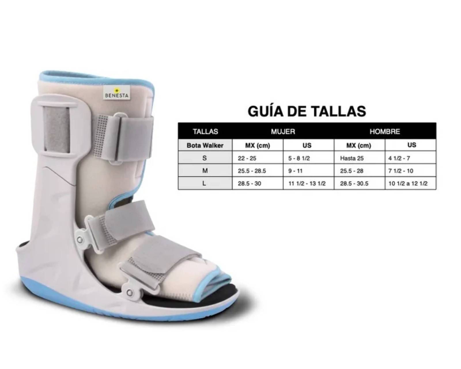 Foto 3 pulgar | Bota Walker Benesta Corta de 11'' Talla Mediana color Gris con Azul