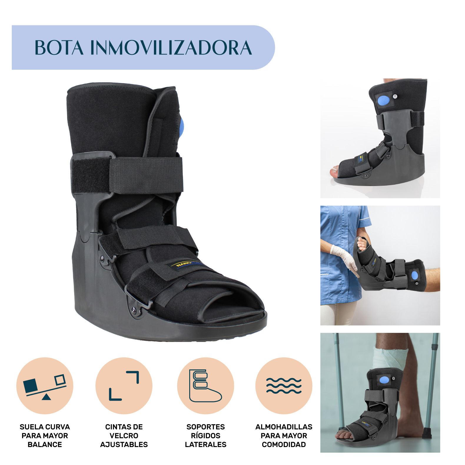 Foto 3 pulgar | Bota Férula Nanofort Mkz-botacinchneg color Negro