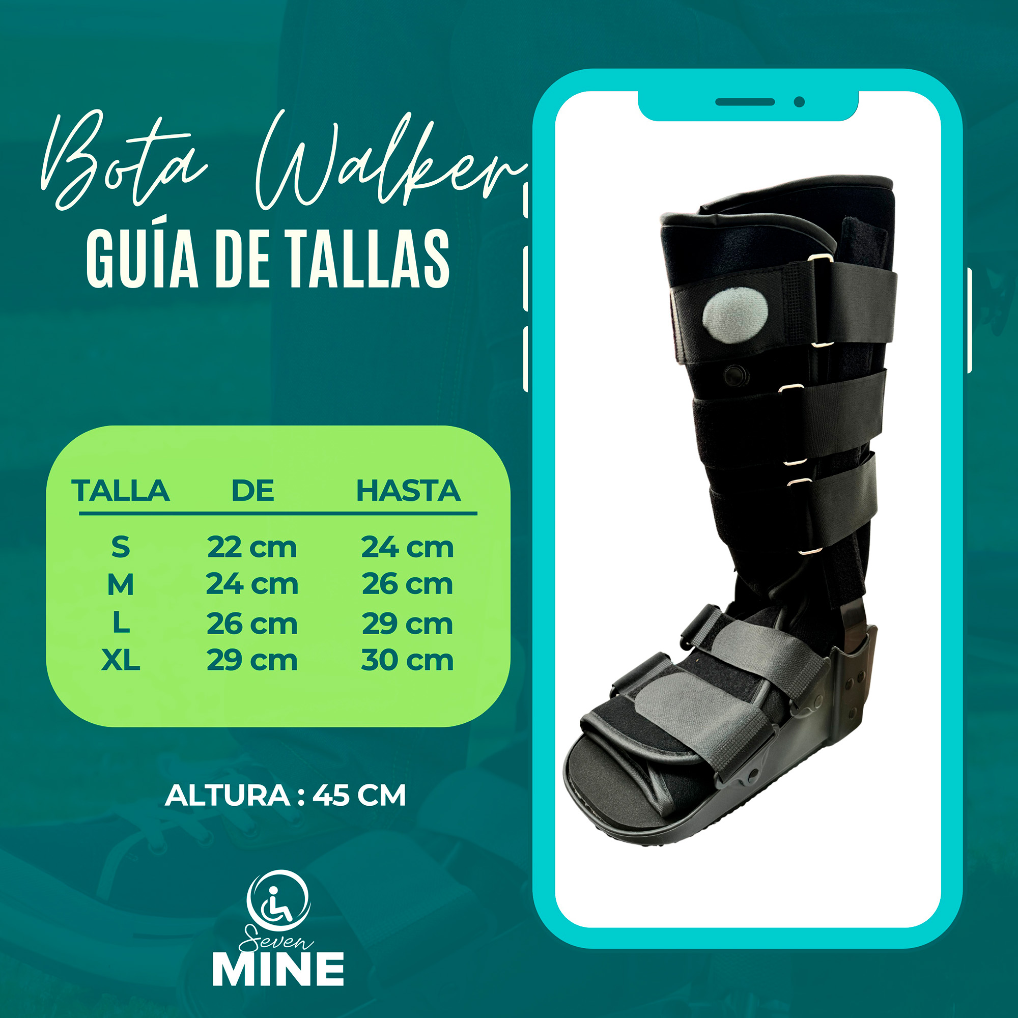 Foto 7 pulgar | Bota Walker Larga (45cm) | Neumática Con Aire Bw-7704 | Ferula