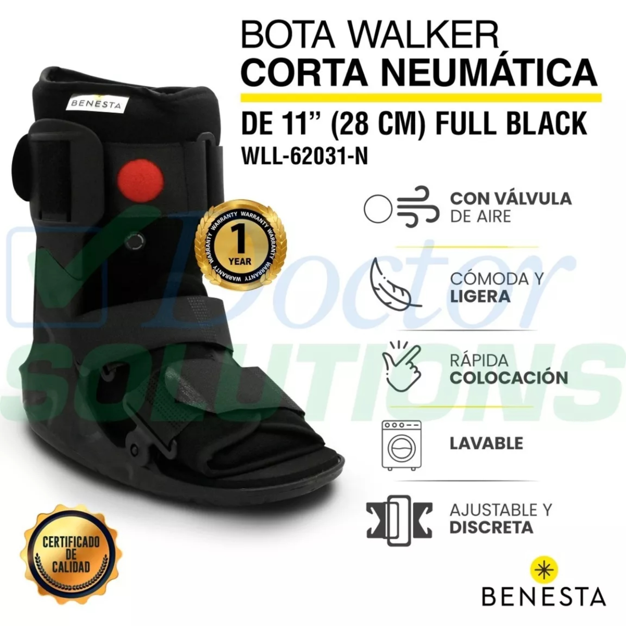 Foto 3 pulgar | Benesta Bota Walker Neumática Corta Férula De Aire P/tobillo