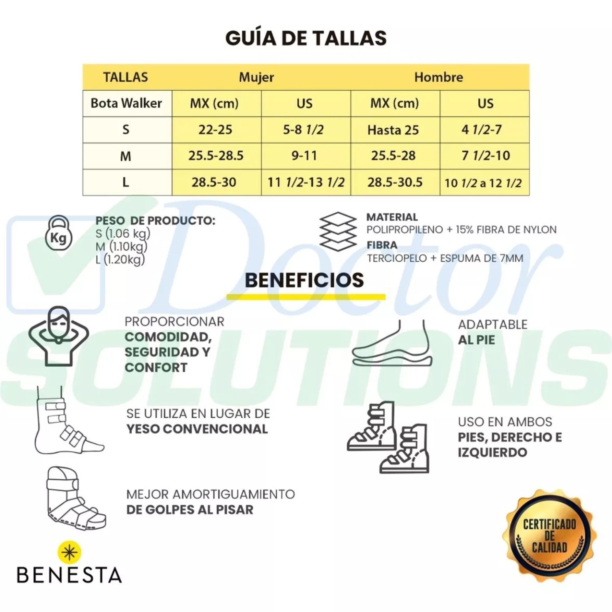 Foto 4 pulgar | Benesta Bota Walker Neumática Corta Férula De Aire P/tobillo