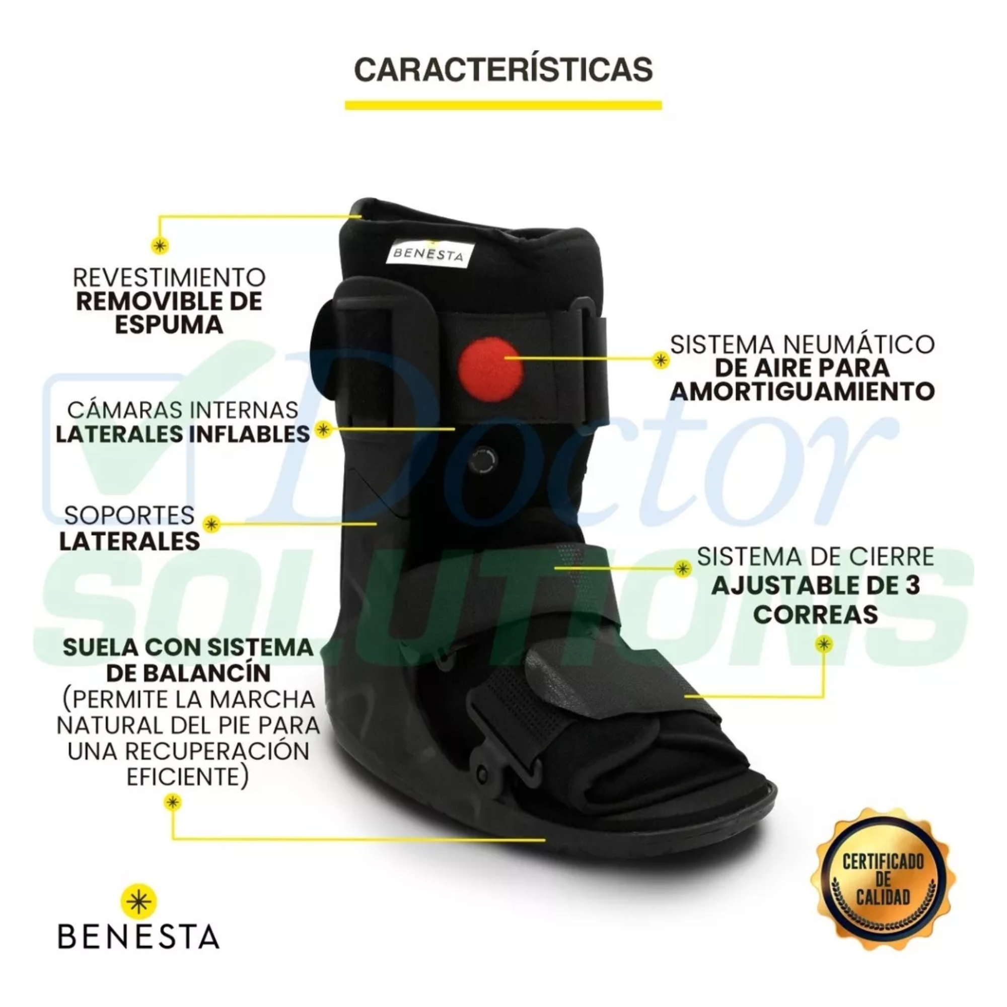 Foto 6 | Benesta Bota Walker Neumática Corta Férula De Aire P/tobillo