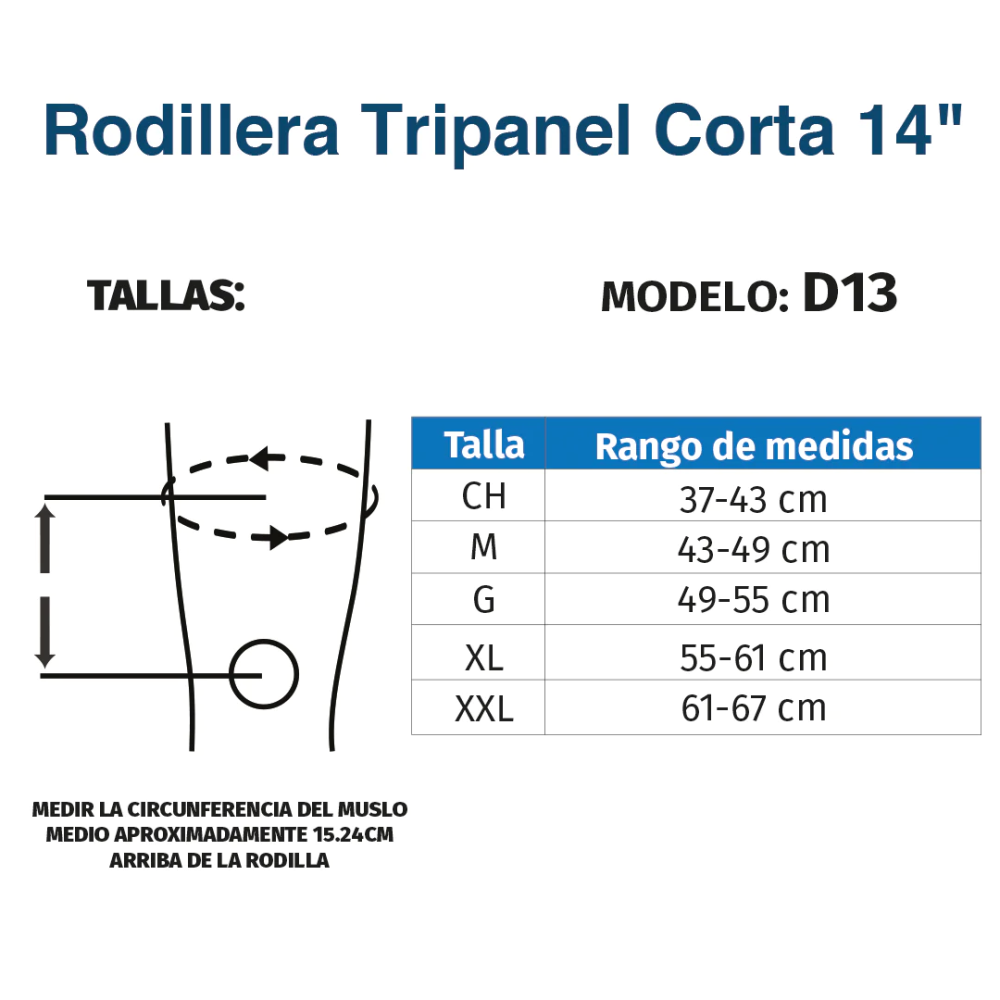 Foto 7 pulgar | Rodillera Tripanel Corta 14'' Varillas Aluminio Tynor D13