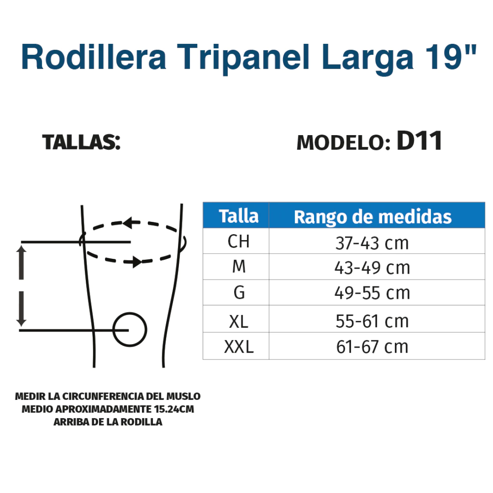 Foto 6 pulgar | Rodillera Tripanel Larga 19pulg Varillas Aluminio D11 Tynor