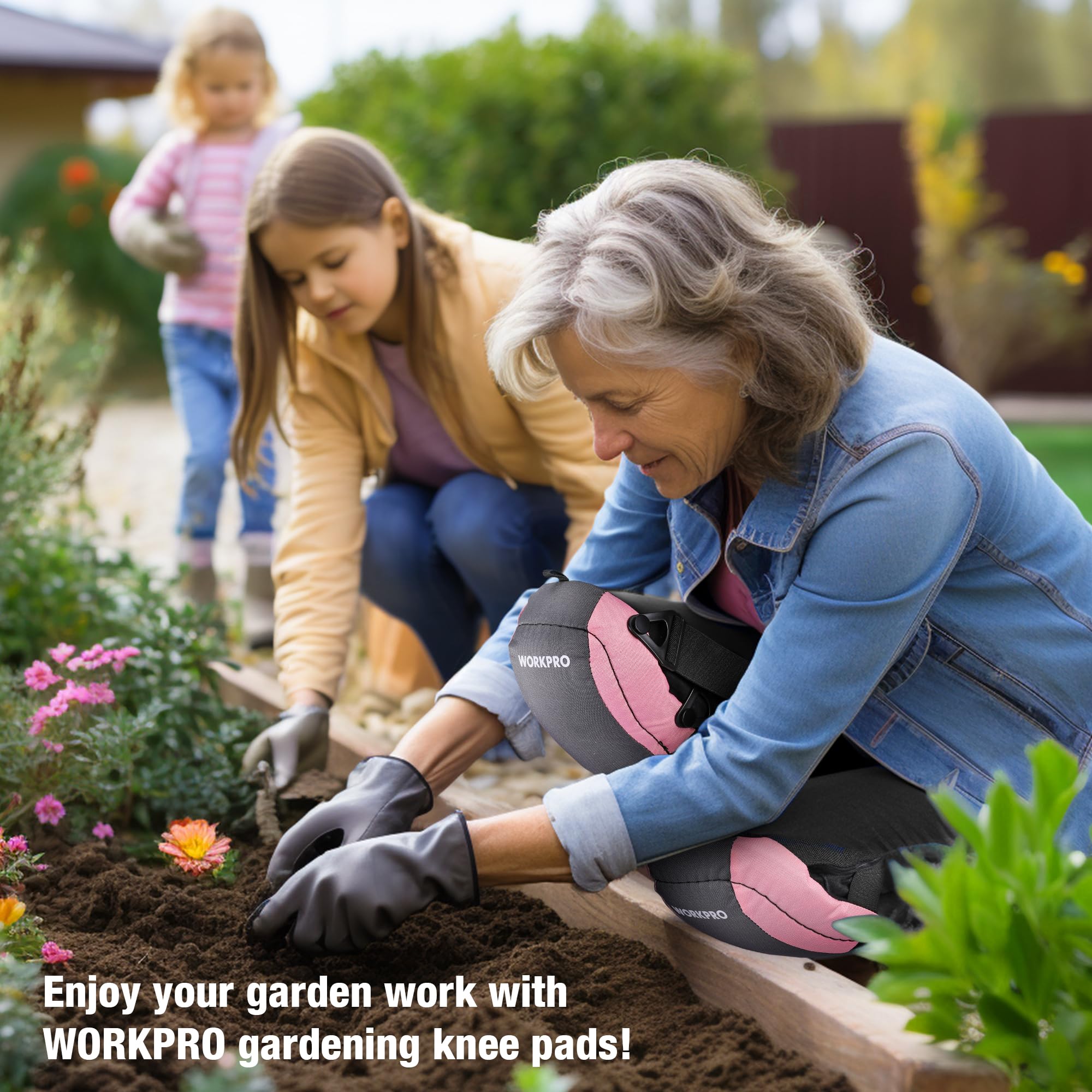 Foto 8 pulgar | Rodilleras De Jardín Workpro Para Adulto Unisex, Cinta Rosa - Venta Internacional.