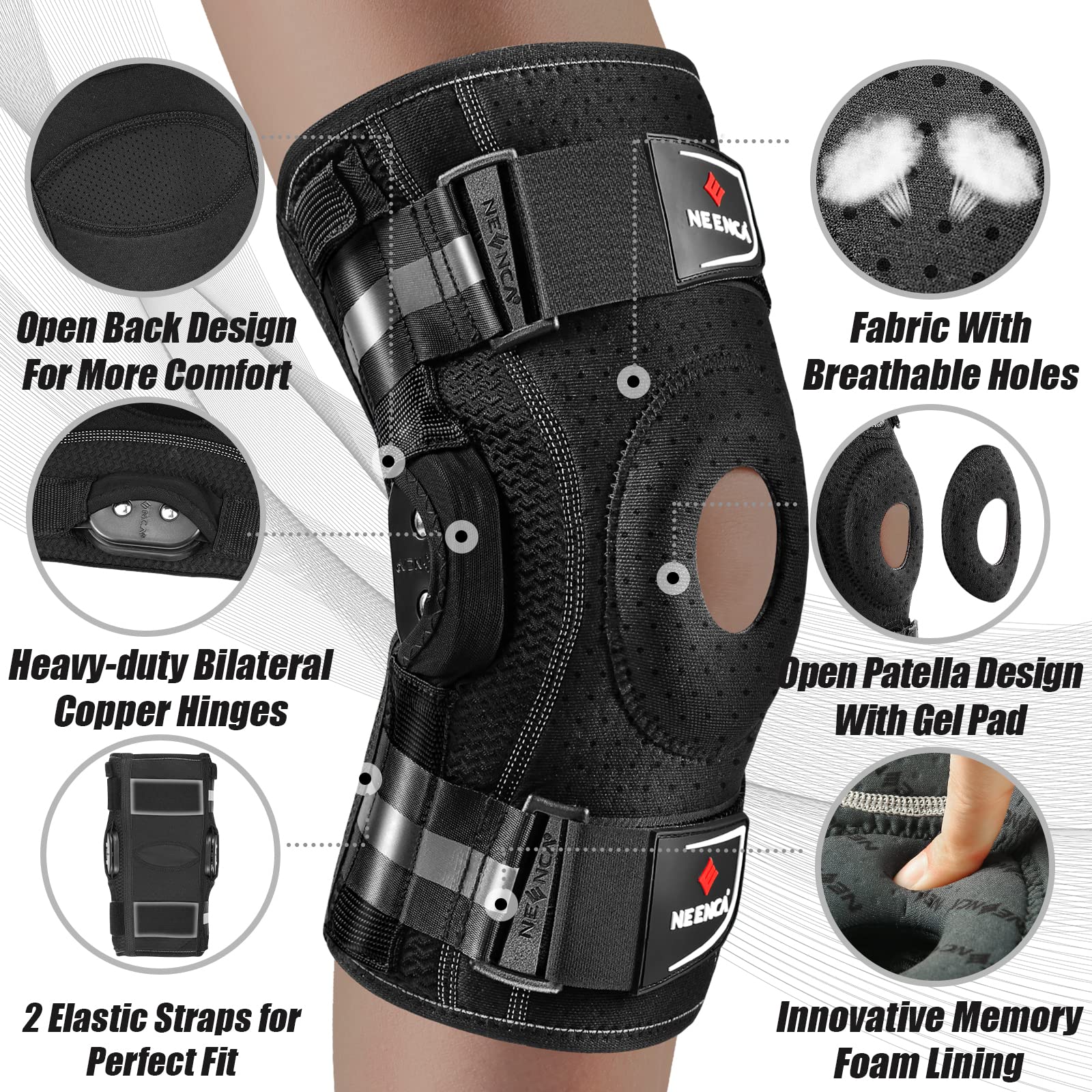 Foto 5 pulgar | Rodillera Neenca Professional Con Estabilizadores Ajustables Con Bisagras - Venta Internacional.