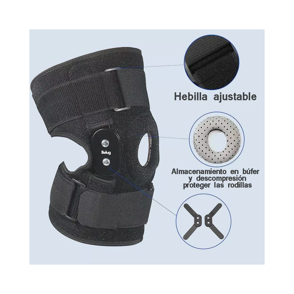 Foto 3 pulgar | Rodillera Belug Con Soporte Estabilizado De Rótula Barra Aluminio Negro Talla Xl