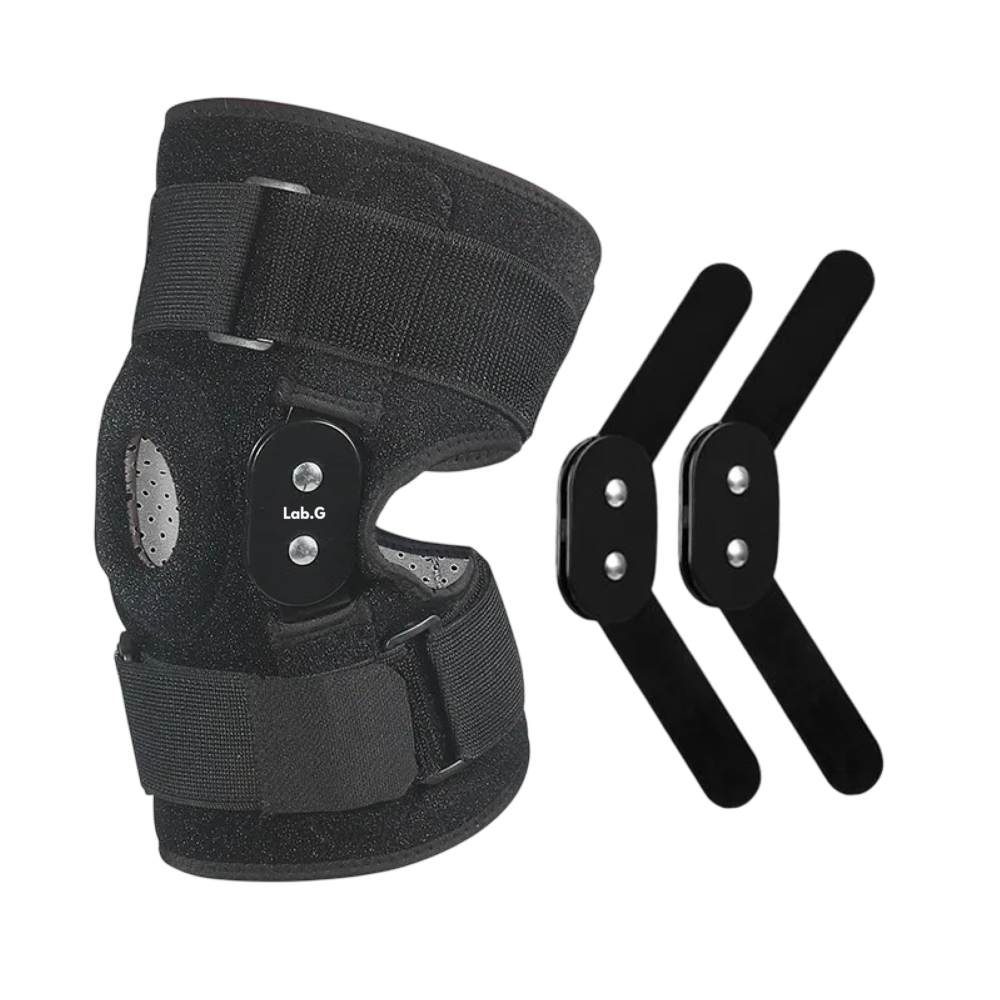 Rodillera Lab.g Con Soporte Estabilizado De Rótula Barra Aluminio Negro Talla Xl