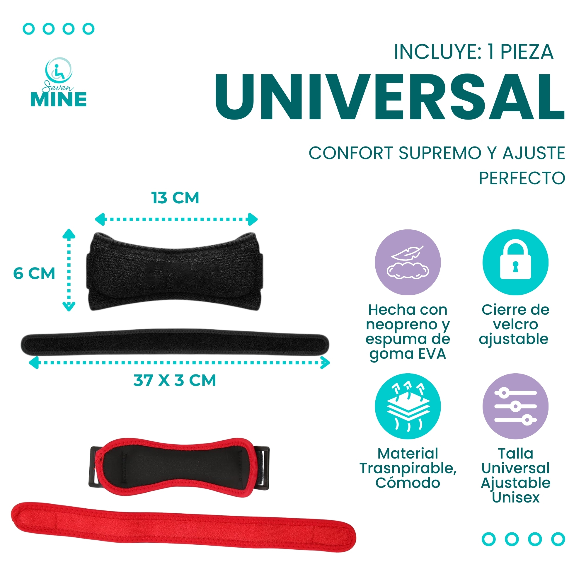 Foto 5 pulgar | Banda Rotuliana Patelar [1 Pza, Talla Única, Rodillera Rotuliana Para Correr, Saltar, Sentadillas Color Rojo