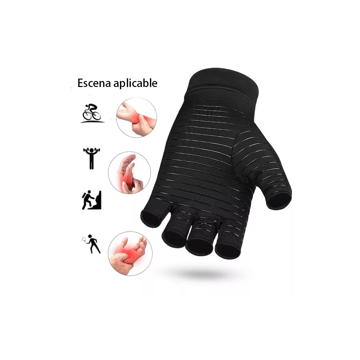 Foto 4 pulgar | Guantes de Compresión para Artritis Eo Safe Imports Esi-11578  Negros