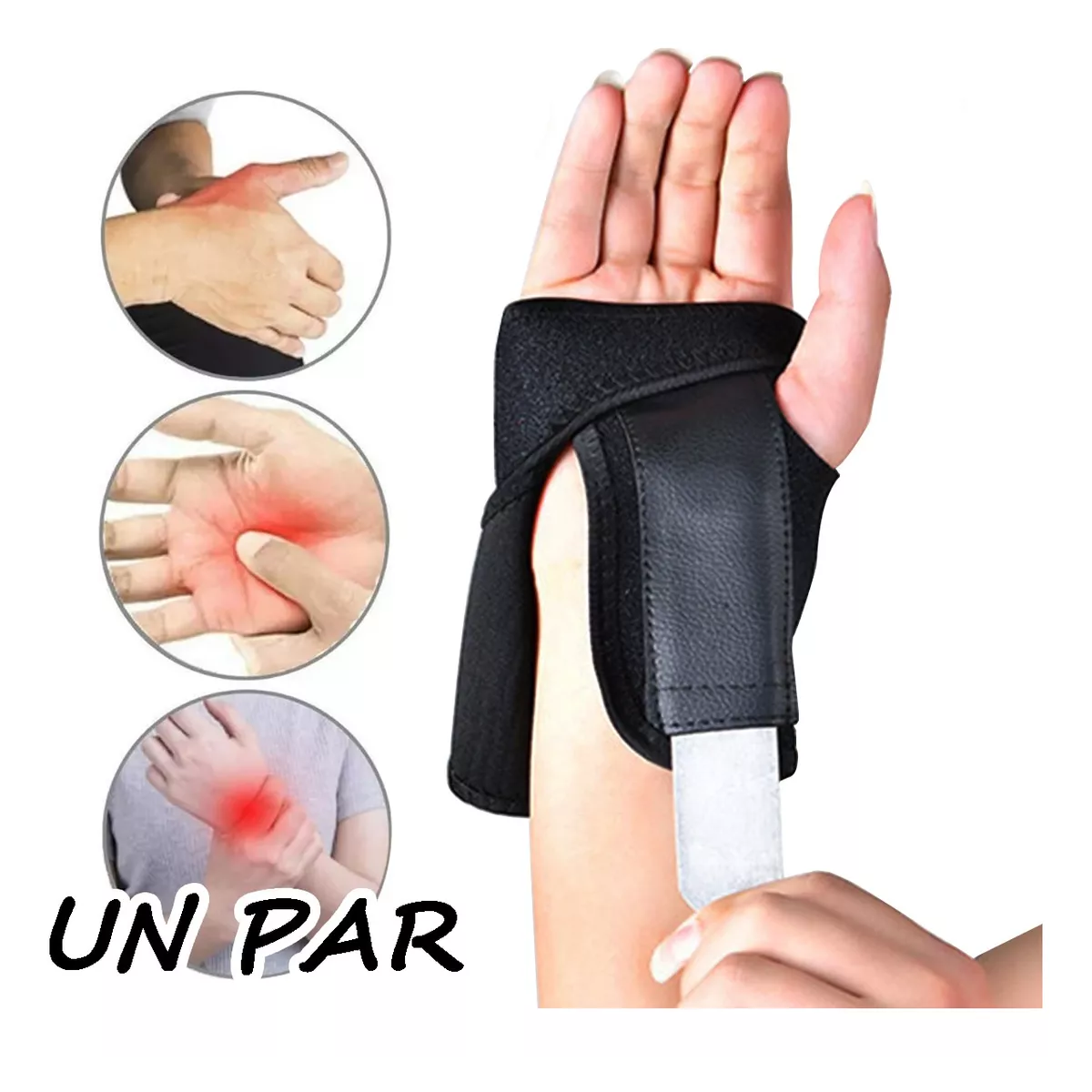 Foto 4 pulgar | Muñequera 2 Pzs Para La Artriti Ajustable Soporte De Muñeca  Eo Safe Imports Esi-11596 Negro