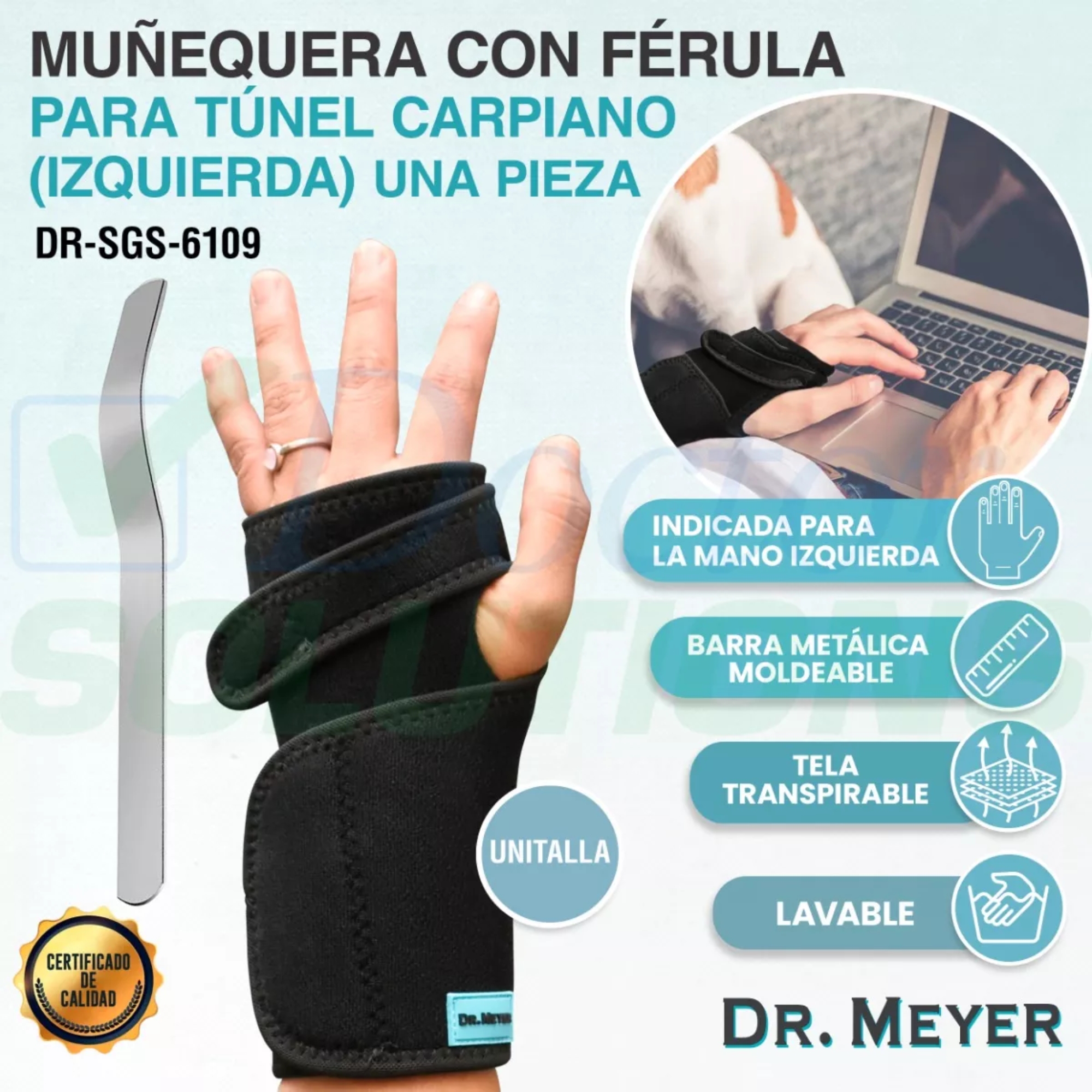 Foto 3 pulgar | Muñequera Ortopédica Infinity Dr. Meyer con Férula para Túnel Carpiano Mano Derecha