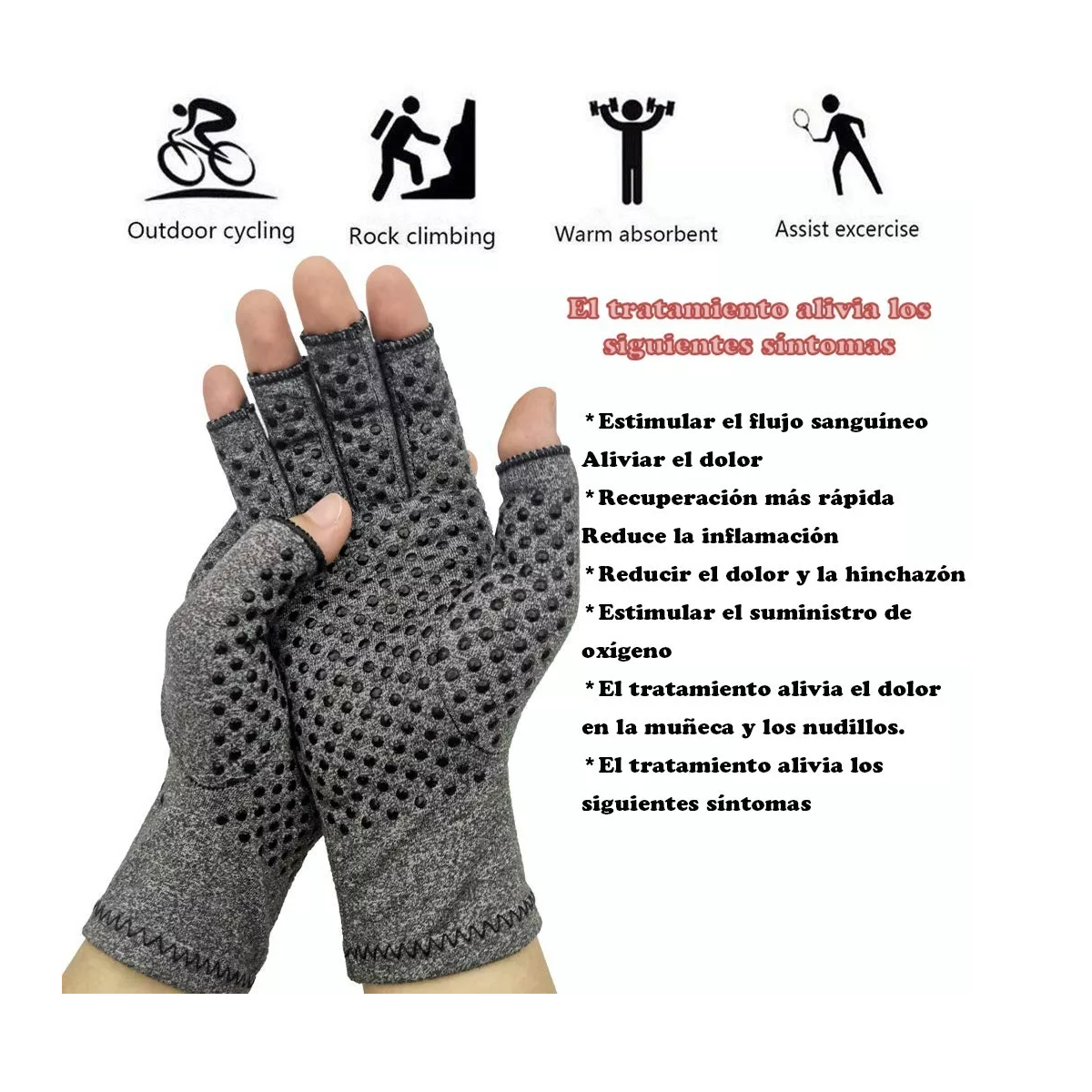 Foto 5 pulgar | Guantes Artritis Reumatoide Térmicos Compresión Alivia Dolor Talla M Eo Safe Imports Esi-13642 Gris