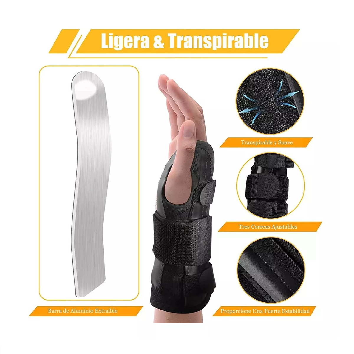 Foto 4 pulgar | Muñequera Ortopédica Ajustable Para Túnel Carpiano Negro