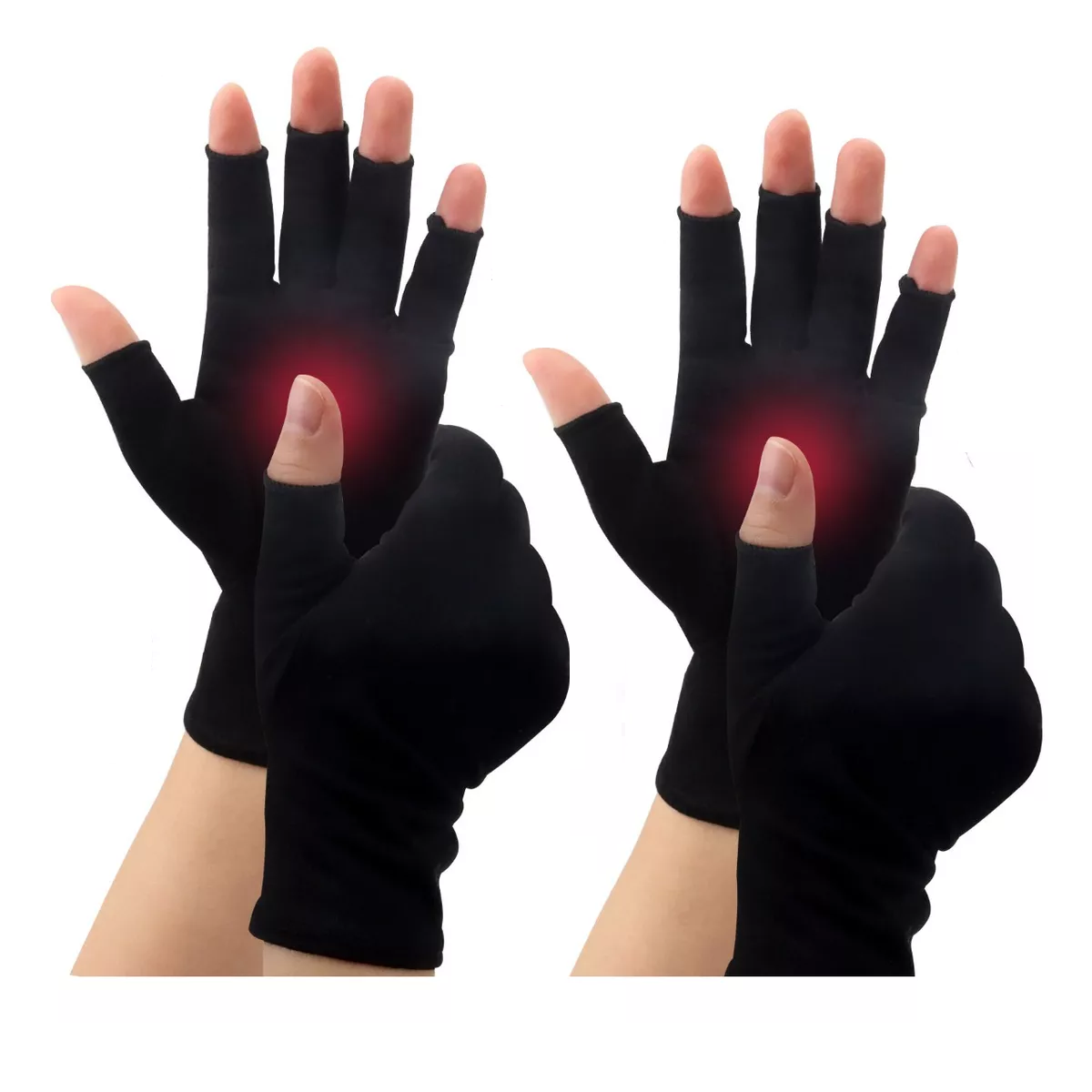 Guantes Compresión Muñequera Ortopédica para Artritis 2 Pares Eo Safe Imports Esi-16961 Negro