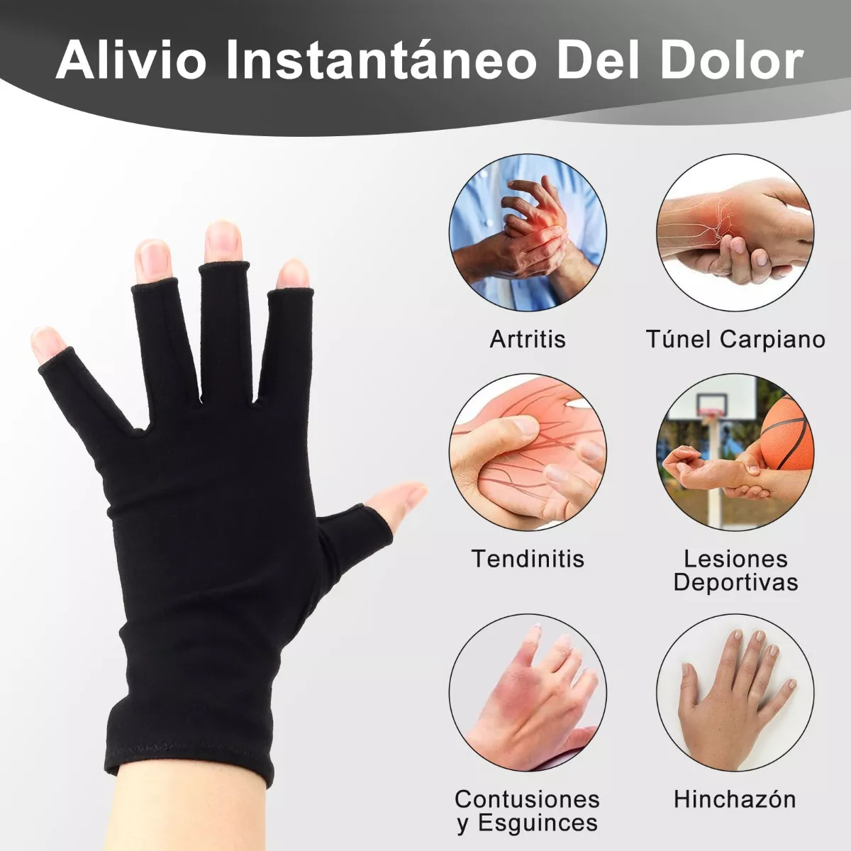 Foto 4 pulgar | Guantes Compresión Muñequera Ortopédica para Artritis 2 Pares Eo Safe Imports Esi-16961 Negro