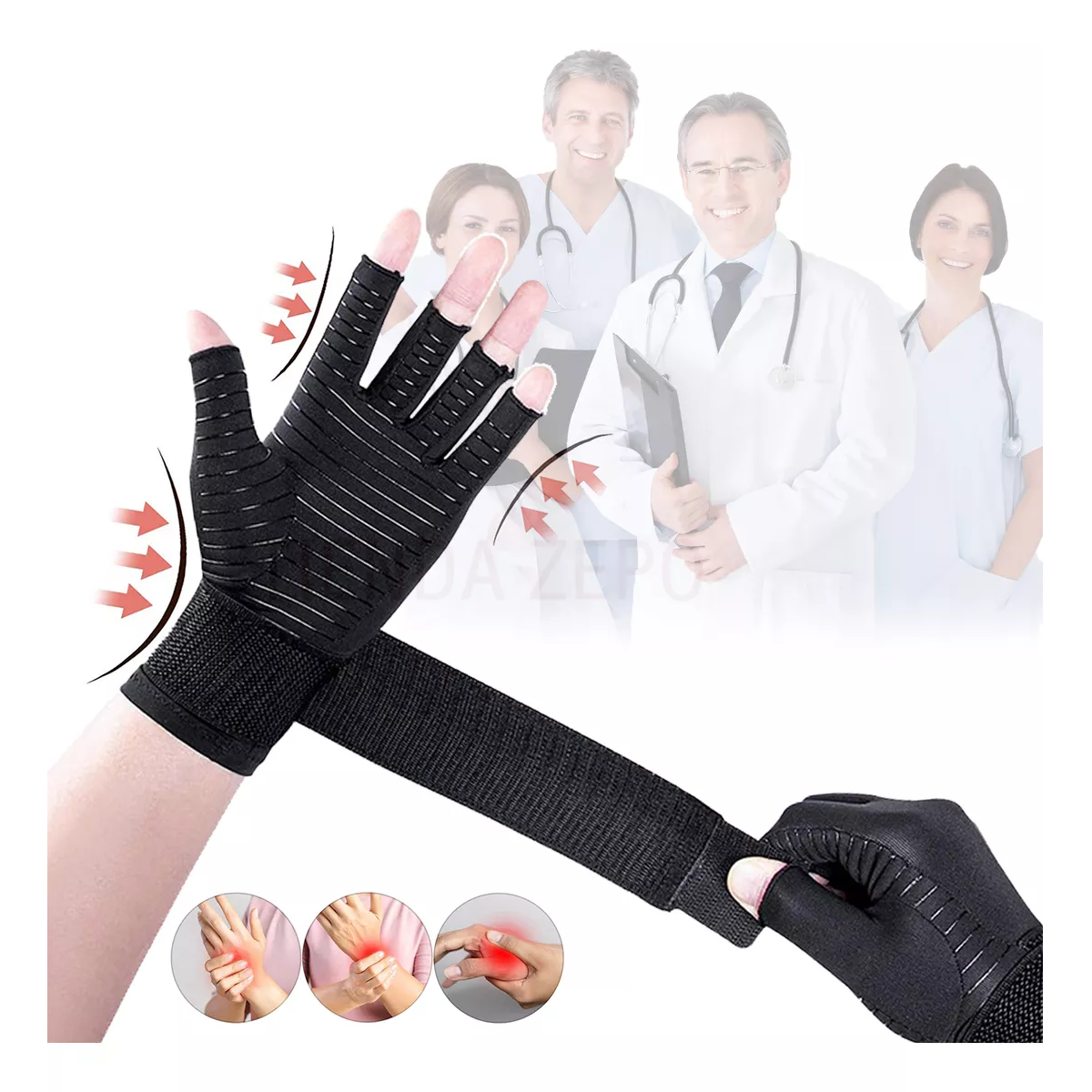 Foto 4 pulgar | Guantes De Compresión Con Muñequera Ortopedica Para Artritis Talla L/xl Eo Safe Imports Esi-18245 Negro