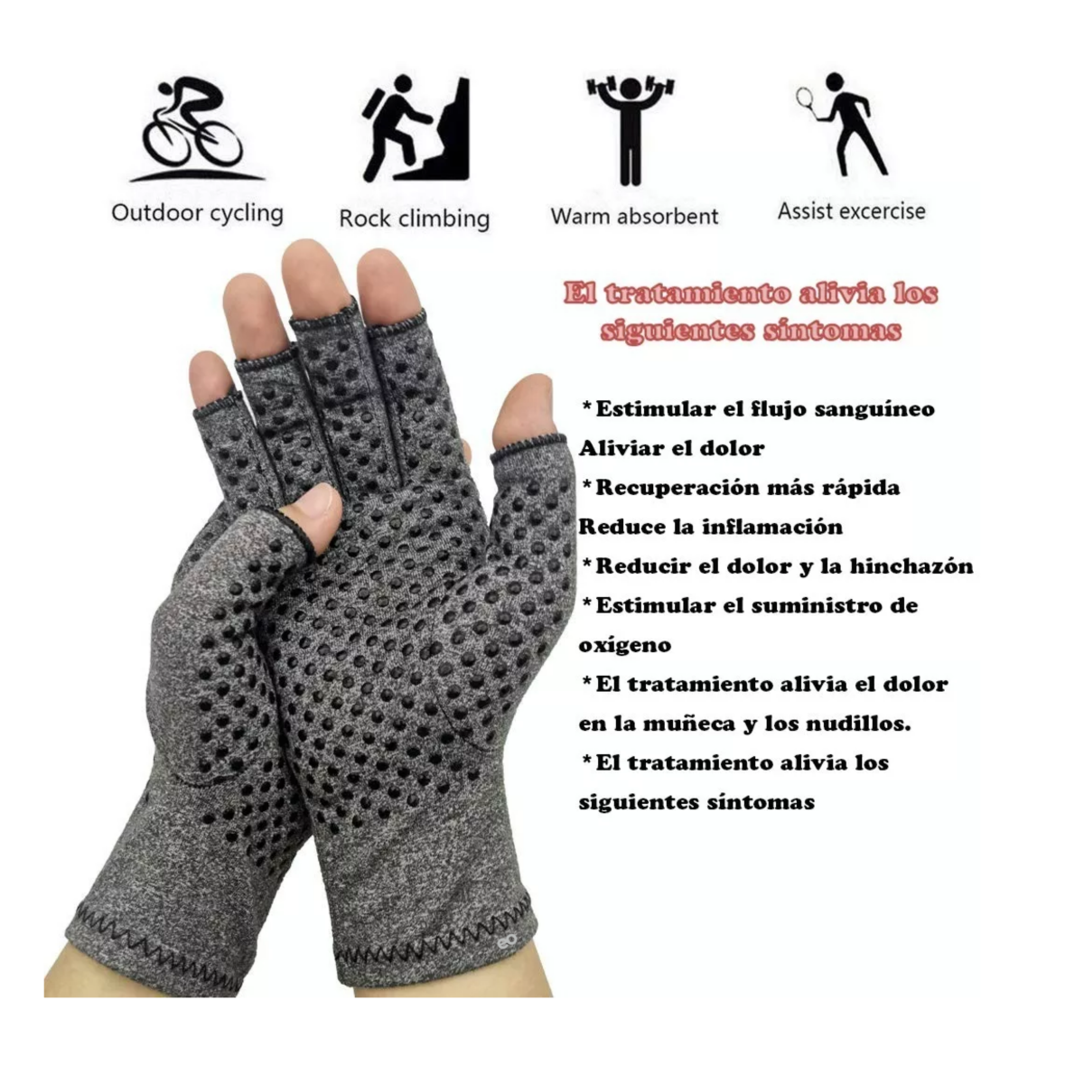 Foto 5 pulgar | Guantes Artritis Reumatoide Térmicos Compresión Alivia Dolor Talla M Eo Safe Imports Esi-13642-1 Gris