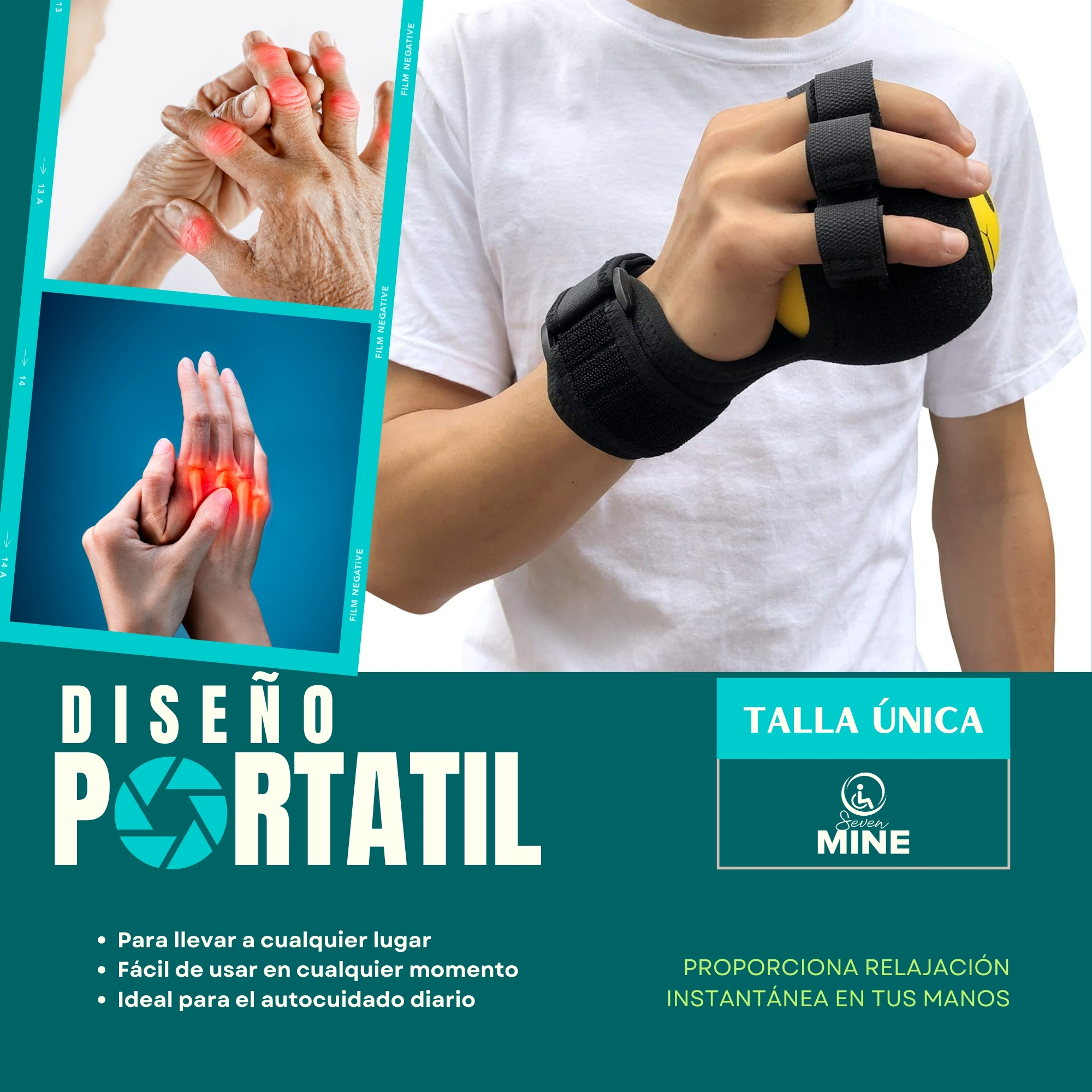 Foto 7 pulgar | Férula Para Dedo Y Mano Con Pelota Antiestrés Y Masajeador