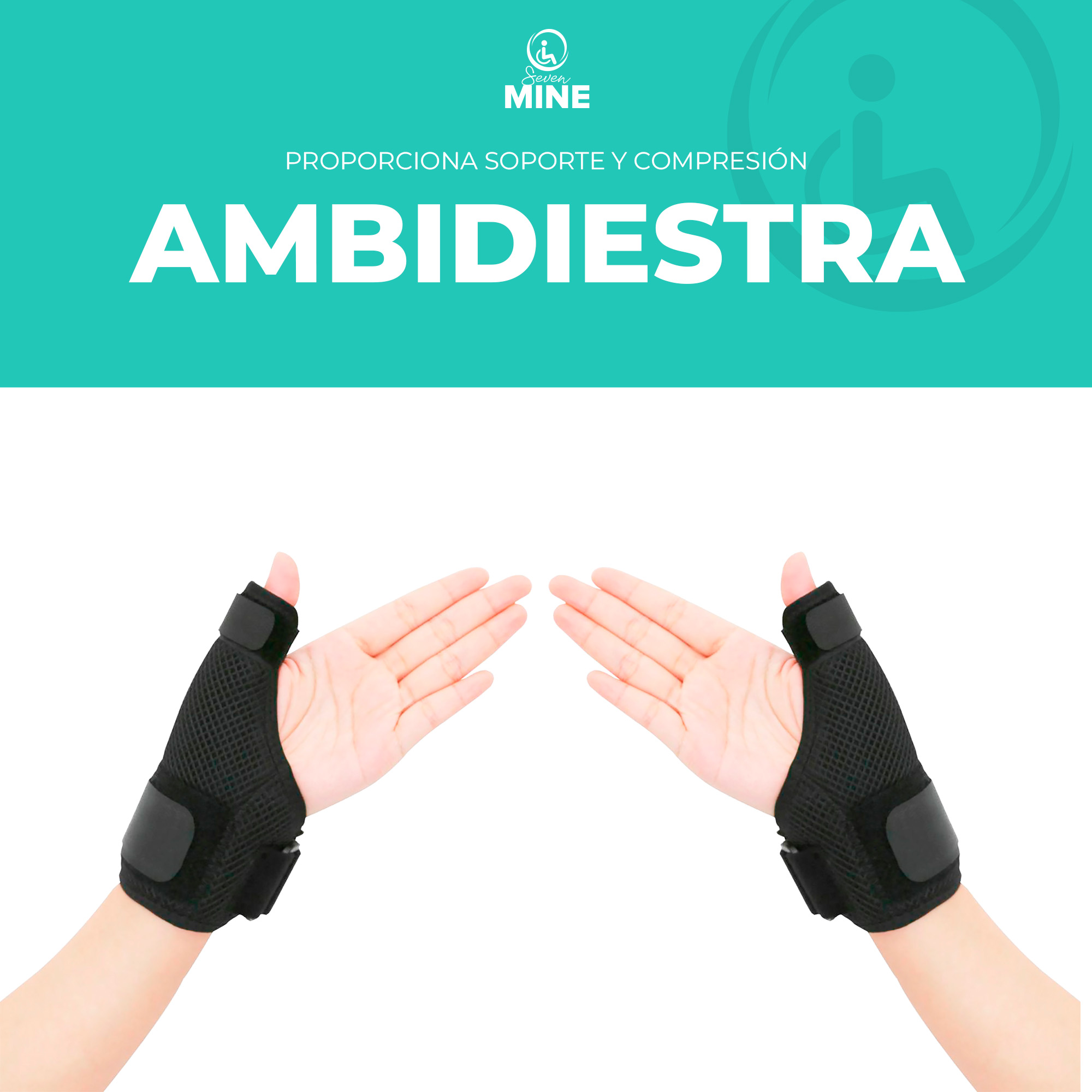 Foto 3 pulgar | Férula Para Pulgar Corta Con Varilla De Aluminio [talla Universal, Negro]