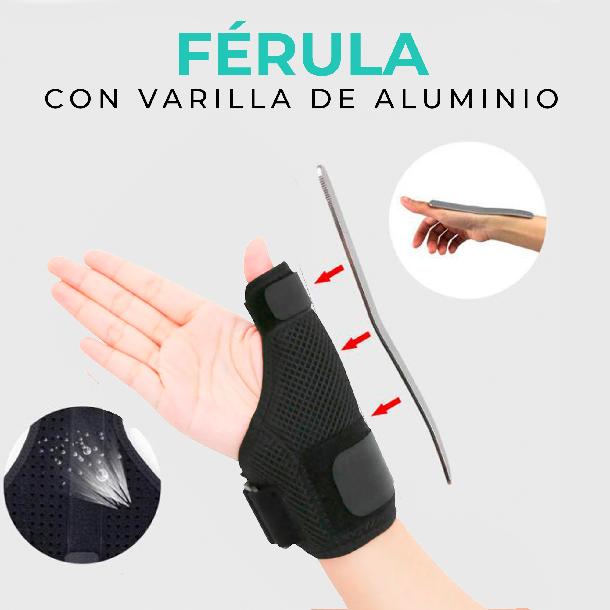Foto 4 pulgar | Férula Para Pulgar Corta Con Varilla De Aluminio [talla Universal, Negro]
