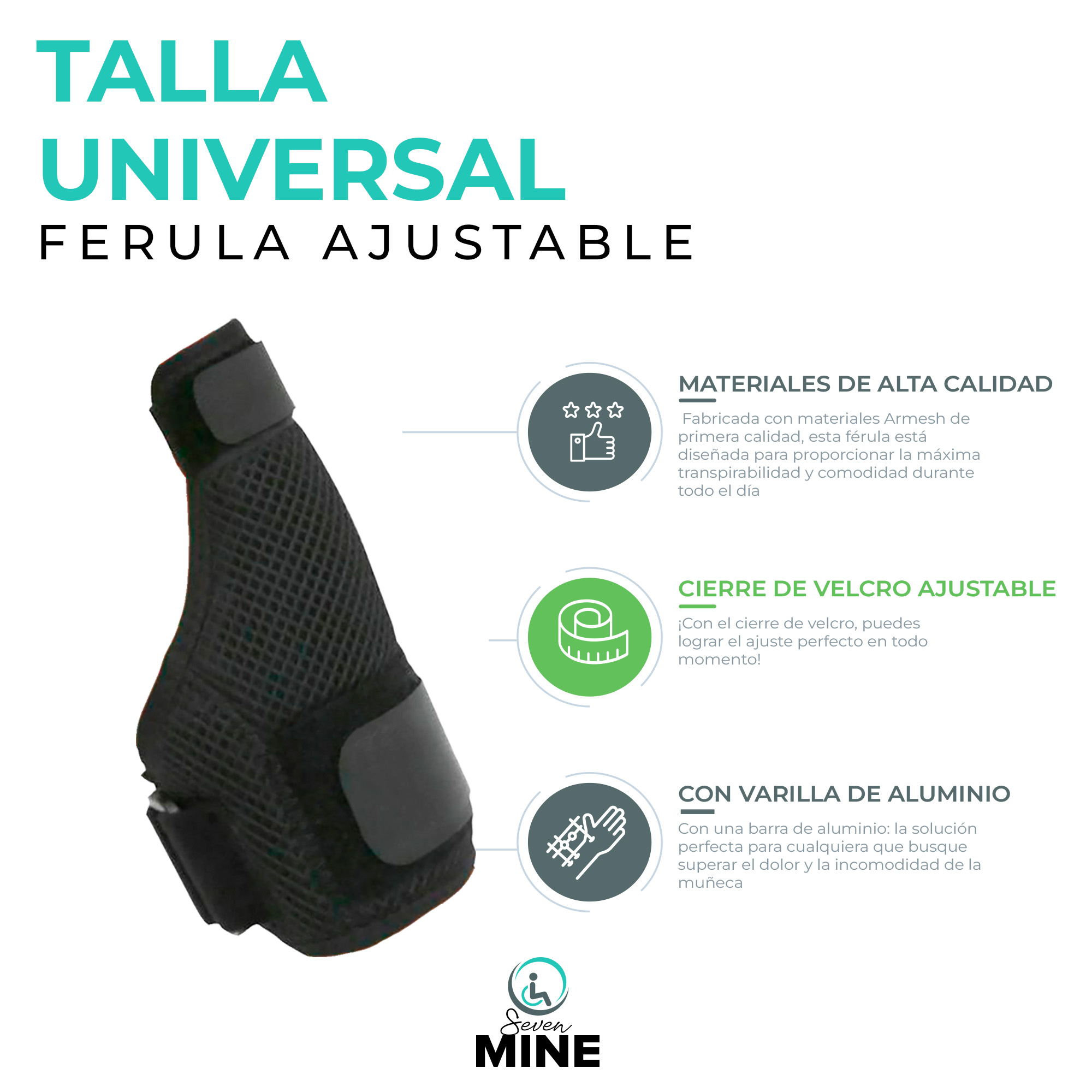 Foto 6 pulgar | Férula Para Pulgar Corta Con Varilla De Aluminio [talla Universal, Negro]