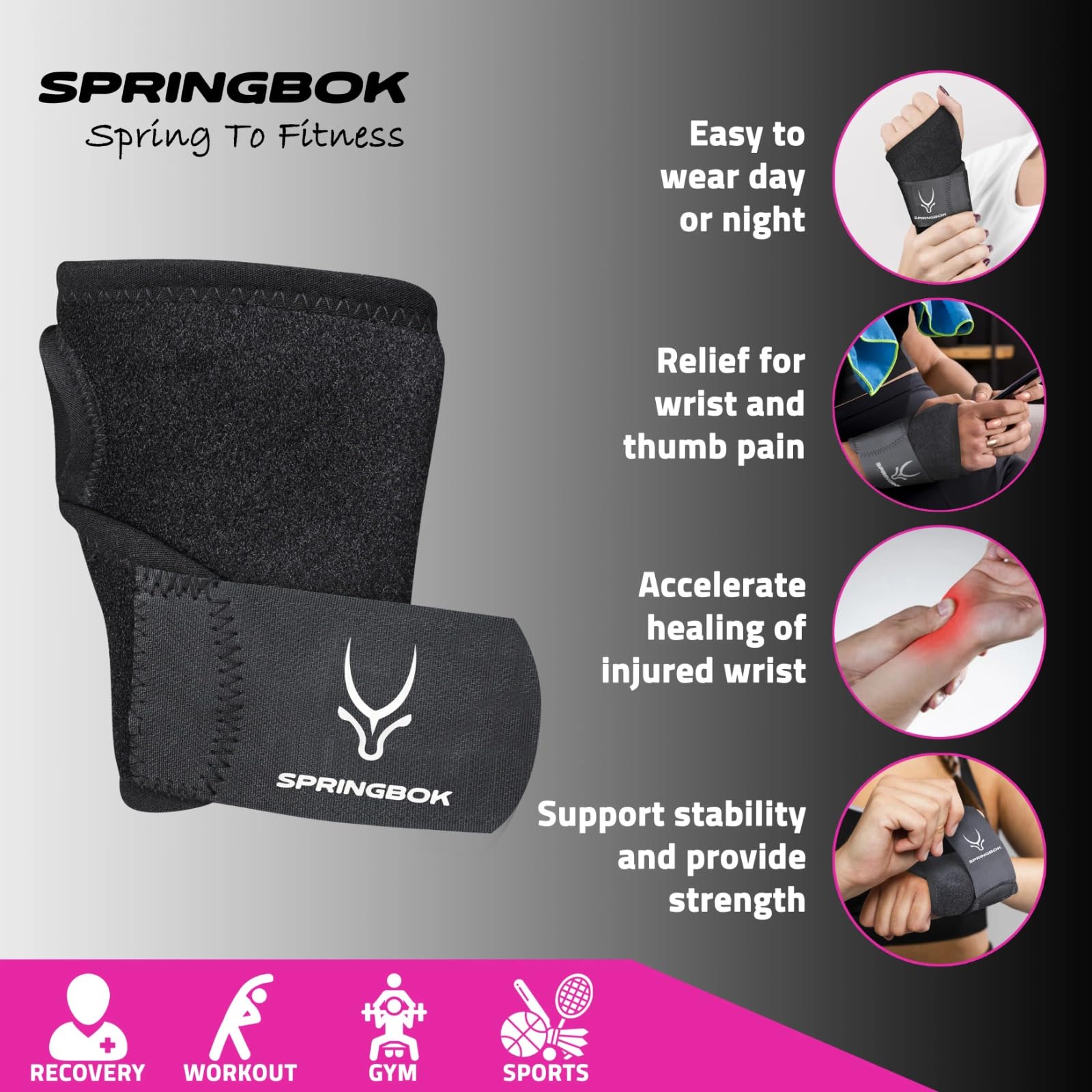 Foto 5 pulgar | Muñequera Con Soporte Para El Pulgar Springbok Instant Relief - Venta Internacional.