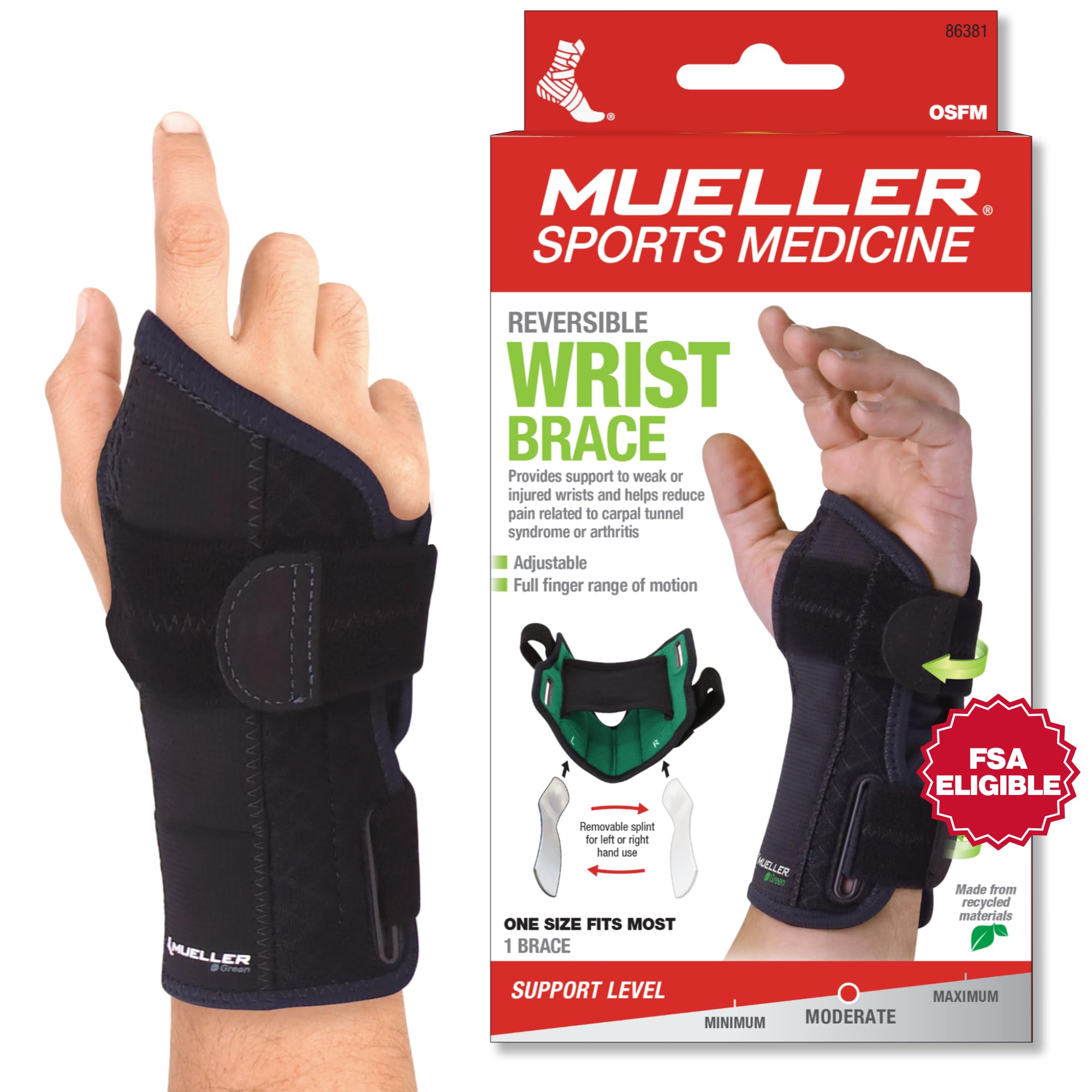 Foto 2 pulgar | Muñequera Mueller Sports Medicine Reversible  Verde Y Negro - Venta Internacional.