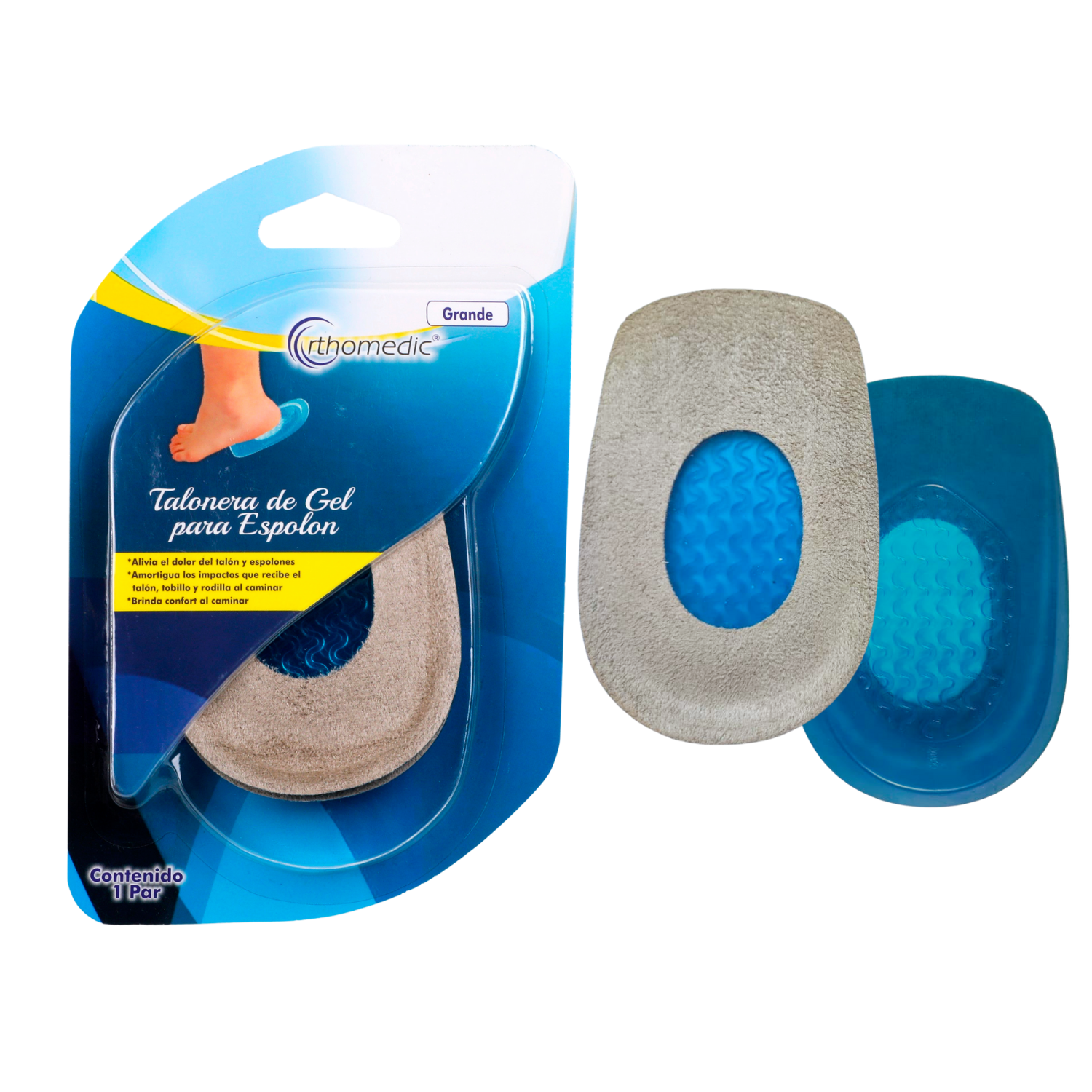 Talonera de Gel con Tela Orthomedic Azul