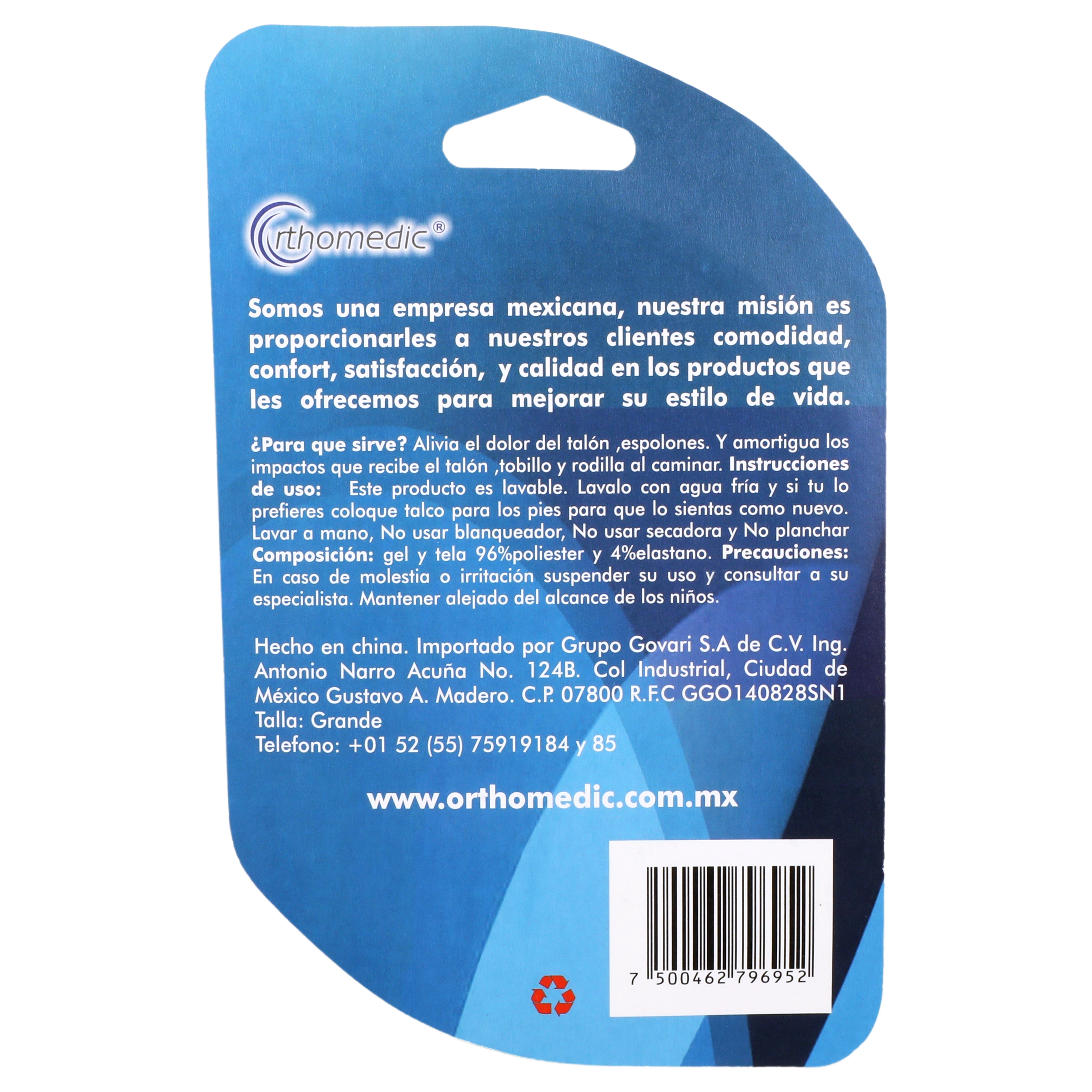 Foto 4 pulgar | Talonera de Gel con Tela Orthomedic Azul
