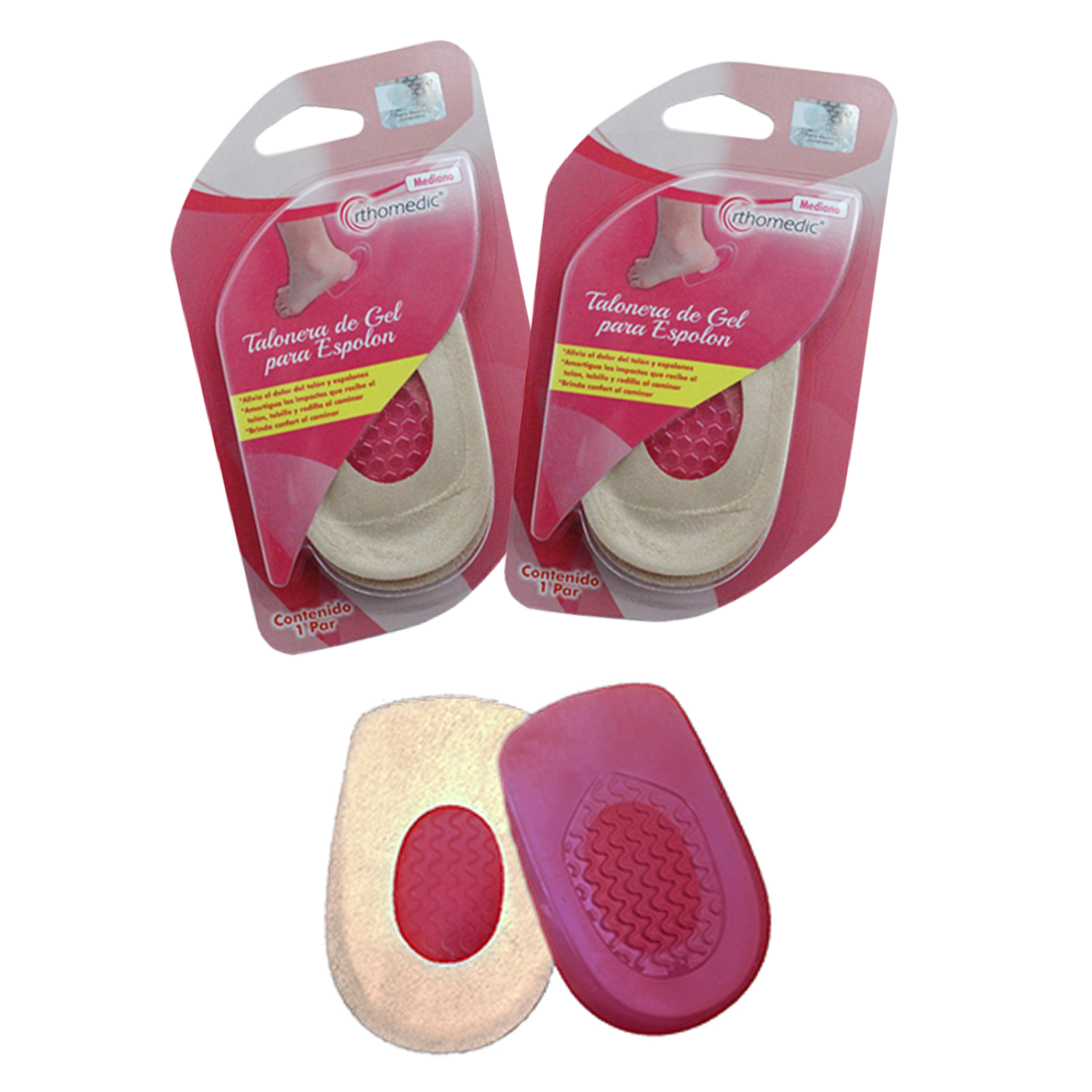 Foto 3 pulgar | Kit Talonera de Gel con Tela, Orthomedic, Mediana color Rosa - 2 Pares