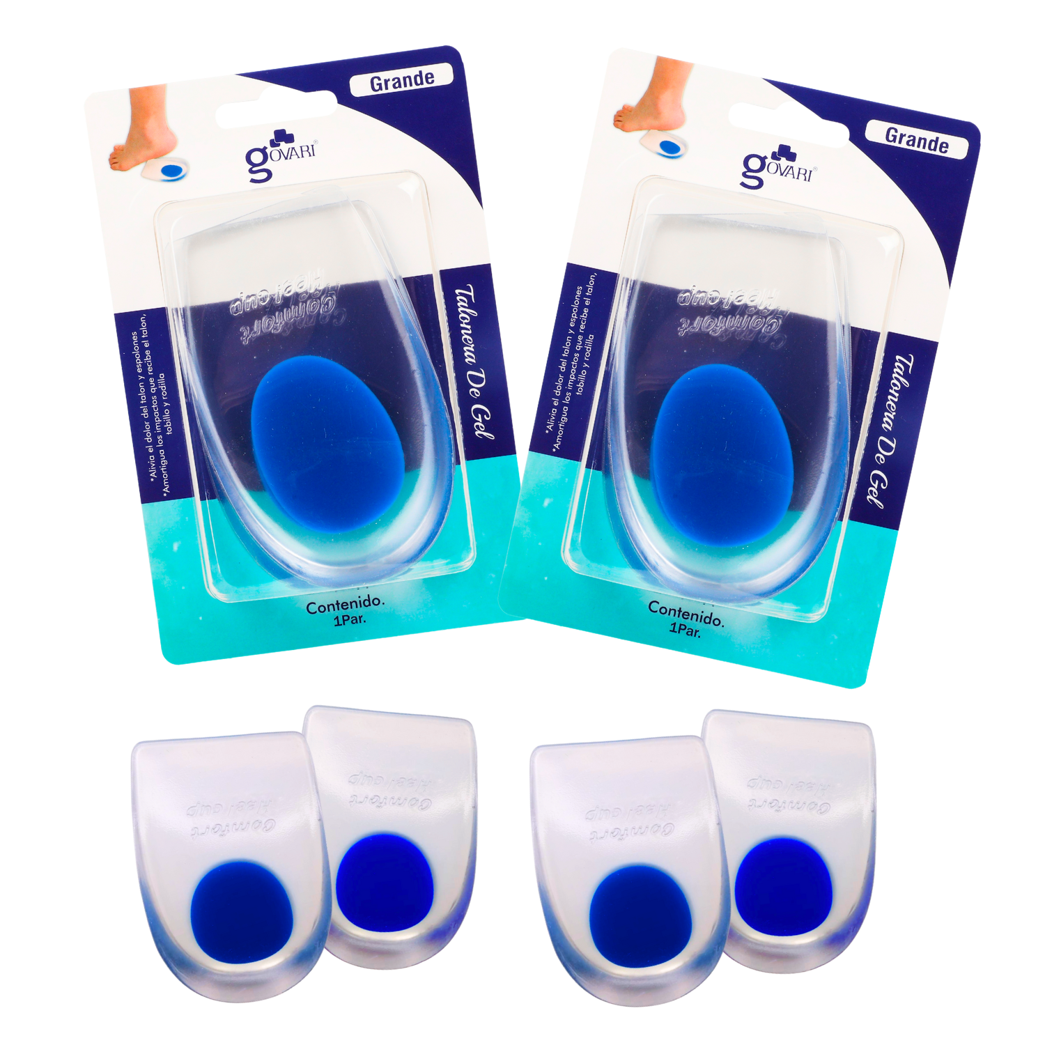 Foto 2 pulgar | Kit Talonera de Gel Govari Azul Talla Grande 2 Pares
