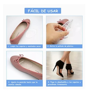 Foto 3 | Almohadillas Tacón Y Plantilla De Gel Alivia El Dolor 6 Pares, Transparente
