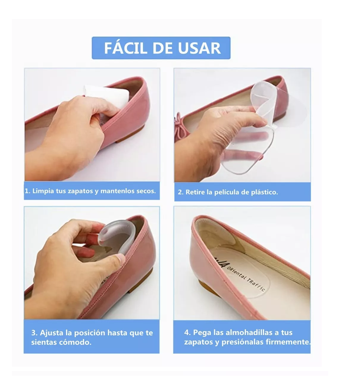 Foto 4 | Almohadillas Tacón Y Plantilla De Gel Alivia El Dolor 6 Pares, Transparente