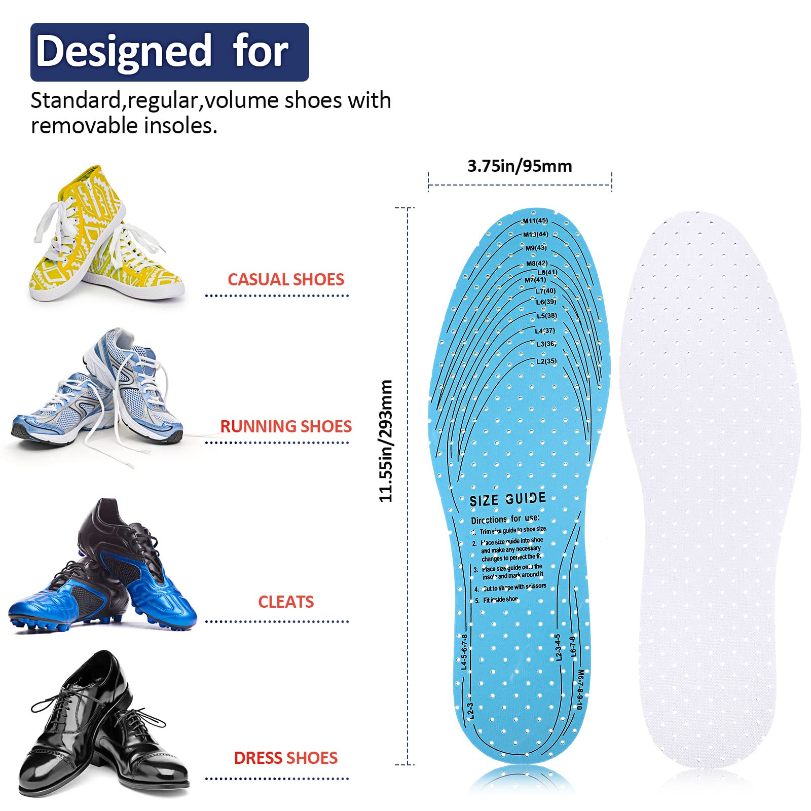 Foto 3 pulgar | Plantillas para Zapatos Geyoga Doble Capa Látex 6 Pares - Venta Internacional