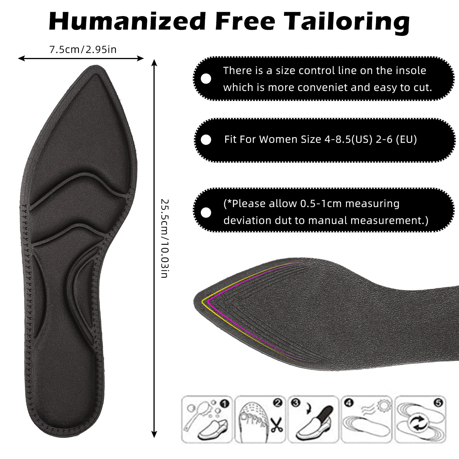 Foto 3 pulgar | Plantillas Para Zapatos De Tacón Alto, 4 Pares De Cojines Transpirables Para Mujer - Venta Internacional.