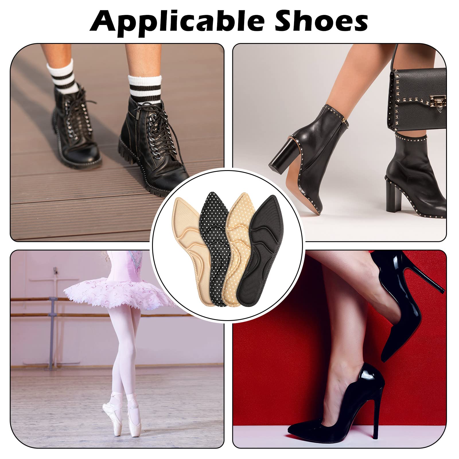Foto 6 | Plantillas Para Zapatos De Tacón Alto, 4 Pares De Cojines Transpirables Para Mujer - Venta Internacional.