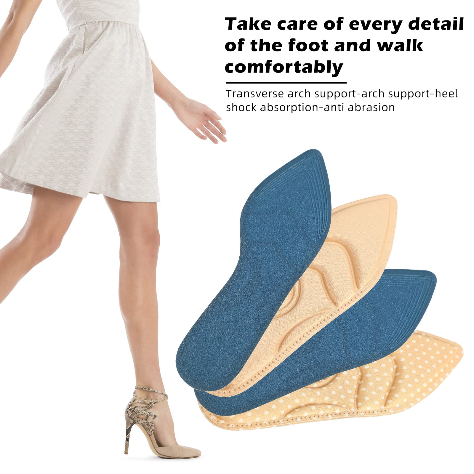 Foto 7 | Plantillas Para Zapatos De Tacón Alto, 4 Pares De Cojines Transpirables Para Mujer - Venta Internacional.