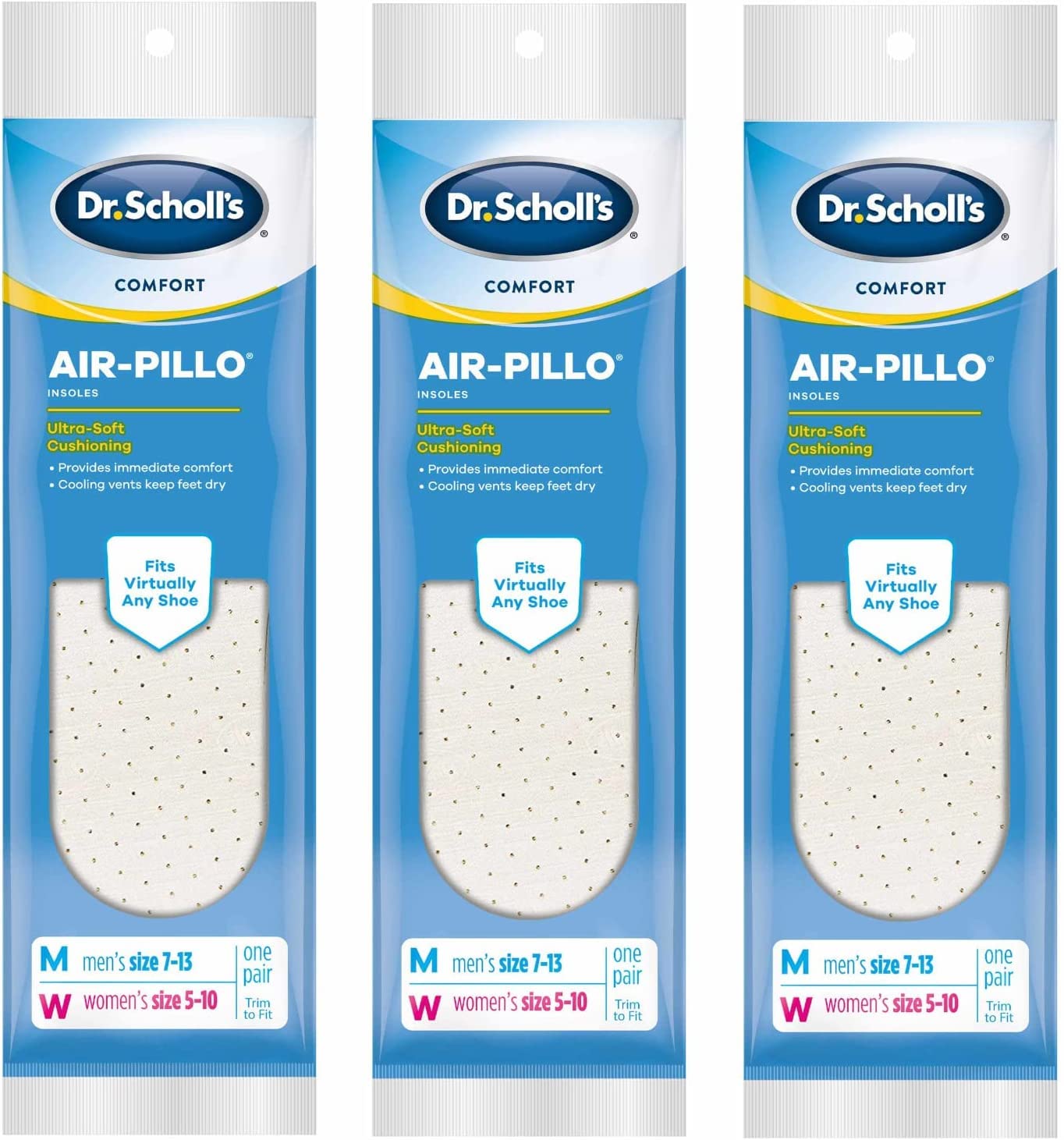 Amortiguación Air-pillo De Dr. Scholl's Con Espuma Viscoelástica, 3 Pares - Venta Internacional.