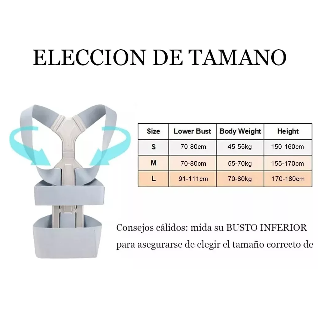 Foto 4 pulgar | Corrector De Postura Para Hombres Y Mujeres Con Placa Soporte Gris Talla G