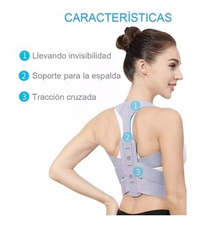 Foto 2 | Corrector De Postura Para Hombres Y Mujeres Con Placa Soporte Gris Talla G