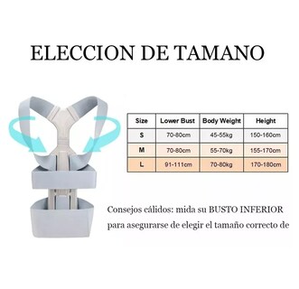 Foto 3 | Corrector De Postura Para Hombres Y Mujeres Con Placa Soporte Gris Talla G
