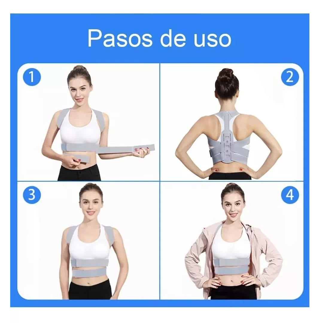 Foto 5 pulgar | Corrector De Postura Para Hombres Y Mujeres Con Placa Soporte Gris Talla S