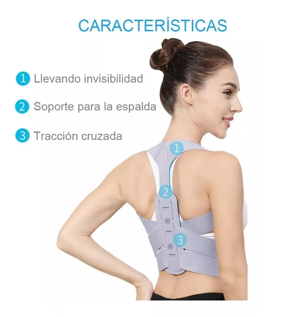 Foto 5 | Corrector De Postura Para Hombres Y Mujeres Con Placa Soporte Gris Talla S