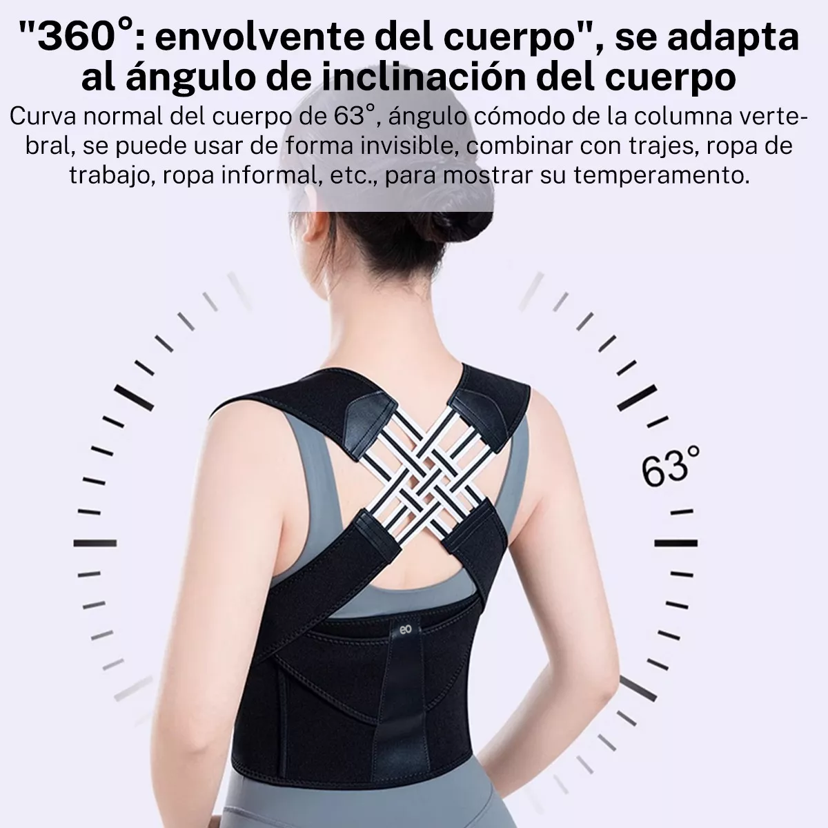 Foto 4 pulgar | Corrector de Postura Ortopédico Lumbar Talla L/XL Eo Safe Imports ESI-15496-1 Negro