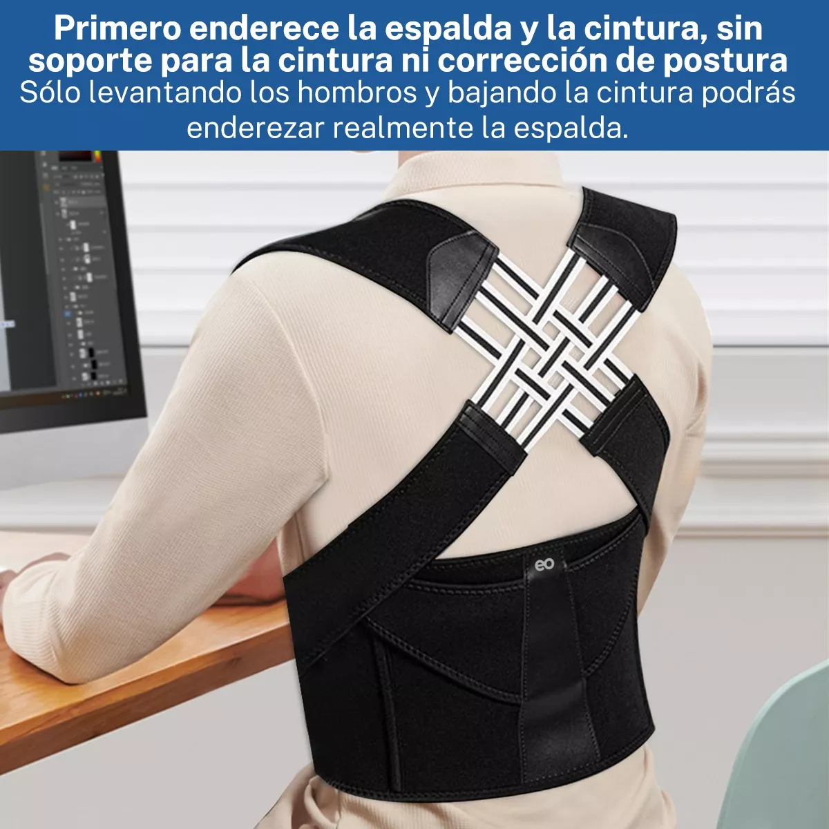 Foto 5 pulgar | Corrector de Postura Ortopédico Lumbar Talla L/XL Eo Safe Imports ESI-15496-1 Negro