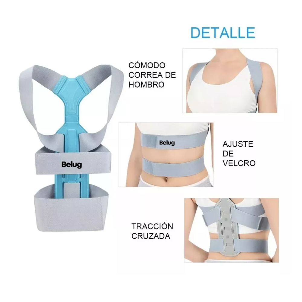 Foto 3 pulgar | Corrector De Postura Para Hombres Y Mujeres Con Placa Soporte Gris Talla S Belug