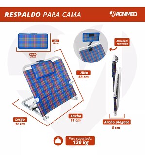 Foto 4 | Respaldo Ajustable Para Cama | Ajustable Para Varias Posiciones, Estructura Plegable, Fácil Ajuste Color Azul