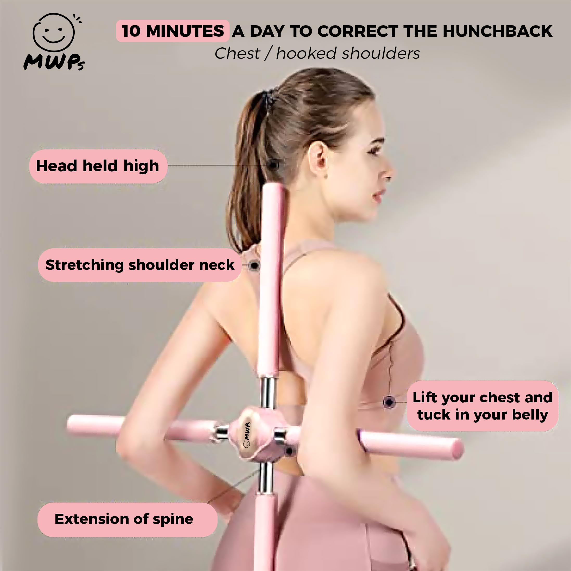Foto 5 pulgar | Alisador De Espalda Con Barra De Yoga Corrector De Postura Para Mujeres Y Hombres - Venta Internacional.